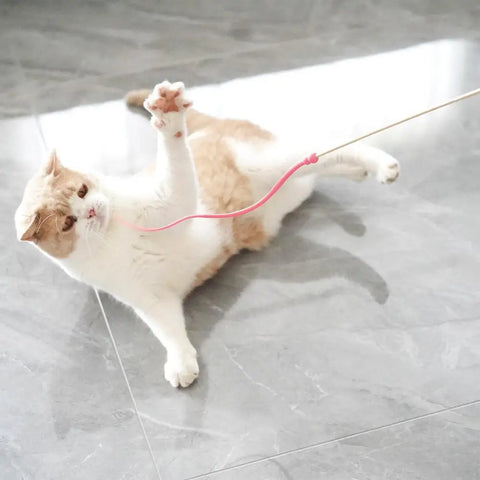 Cat Wand Toy Silicone Cat Toy Teaser Silicone Silicone Cat Stick Mice Tail Cat Toy For Medium Cats Pets Small