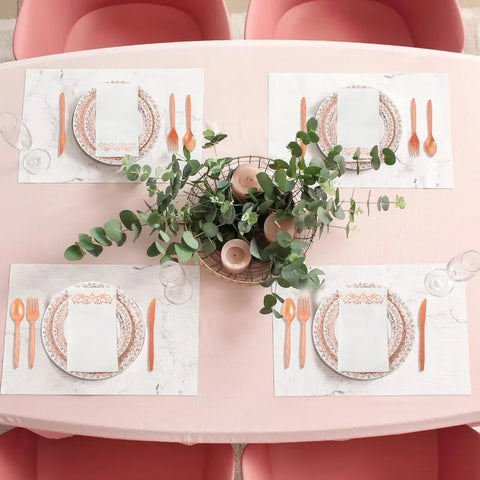 700 Pcs Disposable Dinnerware Set for 100 Guests Include 200 Paper Plates, 300 Plastic Silverware, 100 Paper Cups, 100 Napkins