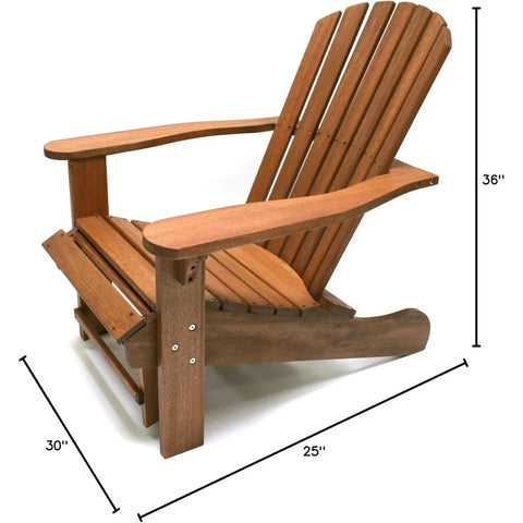 US  CD3111 Eucalyptus Adirondack Chair and Built In Ottoman