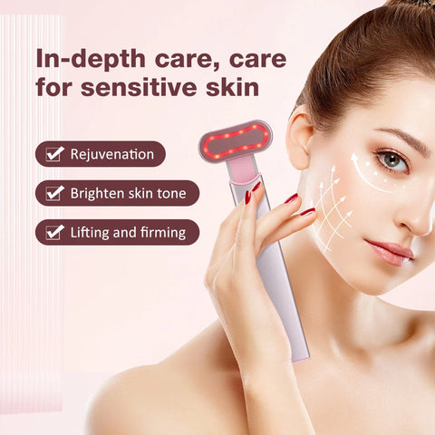 EMS Microcurrent Face Lifting Device Red Light Facial Wand Eye Neck Massager Skin Tightening Anti Wrinkle Skin Care Beauty Tool