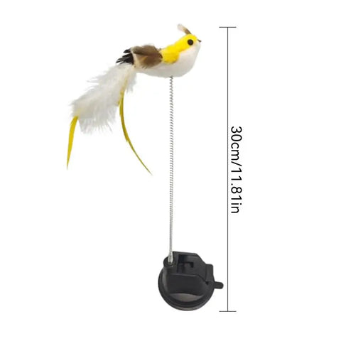 Car Stick For Tease Bird Feather Spring Wand Teaser With Suction Cup Indoor Interactive Pet Toy For Car Owners Cat Lovers Cat