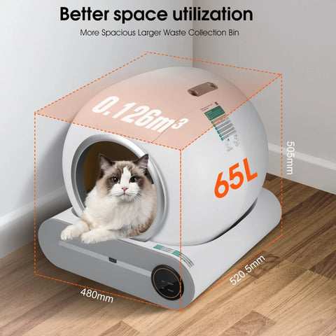 Self-Cleaning Cat Litter Box, Automatic Scooping and Odor Removal, App Control Support 2.4G WiFi, Smart Automatic Cat Litter Box