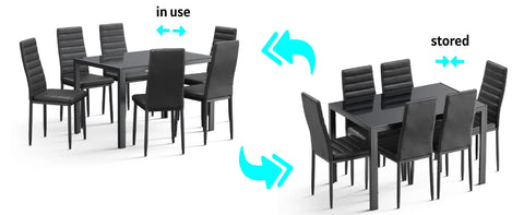 Dining Table Sets for 6, 7 Piece Kitchen Table and Chairs Set for 6 Person, PU Leather Modern Dining Room Sets for Home, Kitchen