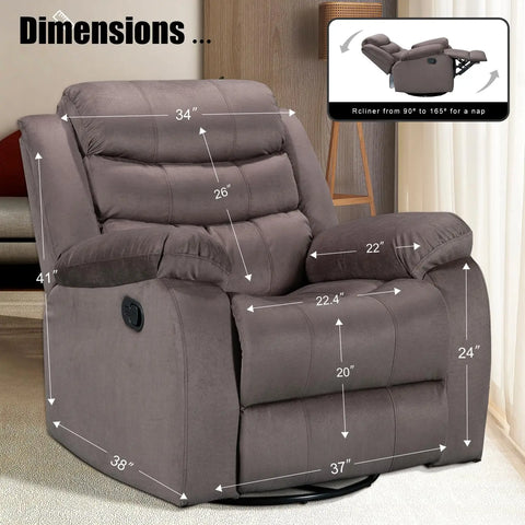 Recliner Chairs, Adults Manual Reclining Sofa Chair Oversized Recliner Chair for Living Room Comfy, Recliner Chair