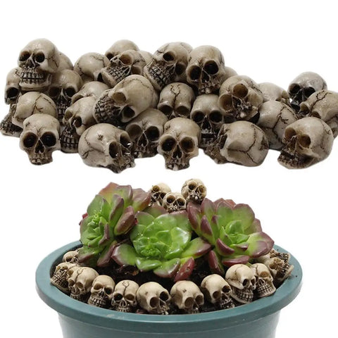 20 Pcs Resin Mini Skulls Heads Halloween Garden Decorations Skeleton Fake Human Ornament Trick Toy Skeleton Ornament