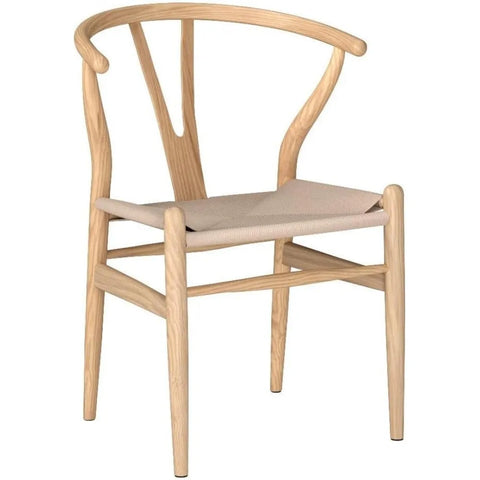 Wood Wishbone Chairs Beech, Y-Shaped Backrest Dining Mid Century Chair, Ash Wood/Natural Wood