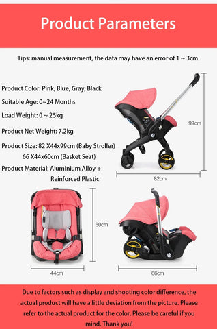 Baby Stroller 3 in 1 Pram Carriages For Newborn Lightweight Buggy Travel System Multi-function Cart