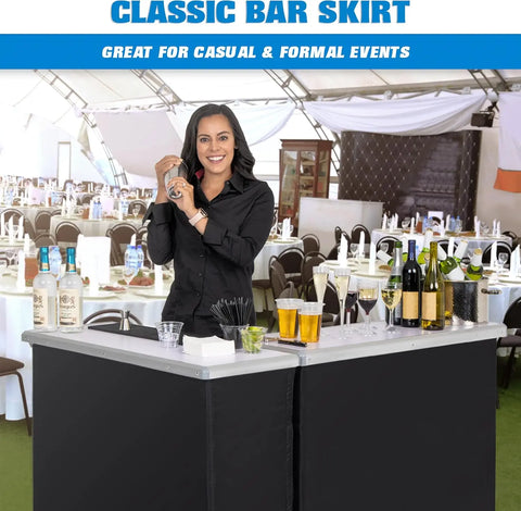 GoBar Portable Double Bar Table Set Mobile Bartender Station for Events Includes Carrying Case Standard or LED