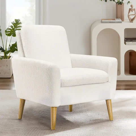 Lohoms Modern Accent Fabric Chair Single Sofa Comfy Upholstered Arm Chair Living Room Furniture Mustard Yellow