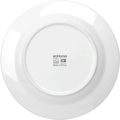 12-Piece White Porcelain Dinner Plates, Round Dessert or Salad Plate, Serving Dishes, Dinnerware Sets, Scratch Resistant