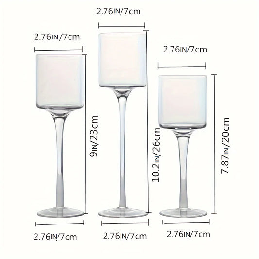 1 Set Tealight Candle Holder Tall Glass Candle Holder for Floating Candle Pillar Candles, Tall Candle Holders for Table Decor