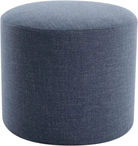 19-Inch Wide Round Pouf Ottoman Footstool, No Assembly Required, Stool Chair for Living Room