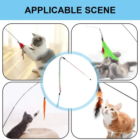 Feather Wand Cat Toy Feather Teaser Interactive Cat Toys Feathers Wand For Joyful Moments Cat Fishing Rod Cat String Toy For