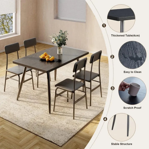 Kitchen Dining Table with 4 Chairs for Small Space Dinning Tables and Chairs Apartment Chair Dining Room Set Furniture Bedroom