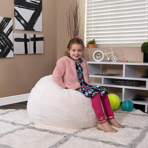 Small Furry Bean Bag Chair Kids and Teens Comfortable supportive seating  your living room, bedroom, dorm, playroomor classroom