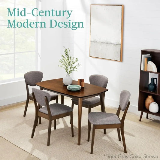 Dining Room Sets, 5-Piece Dining Set, Compact Mid-Century Modern Table & Chair Set for Home, W/ 4 Chairs, Dining Room Sets