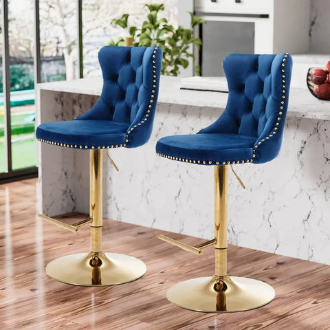 Swivel Bar Stools Set of 4,Adjustable Barstools with Back Velvet Tufted Counter Stools Modern Upholstered Bar Chairs