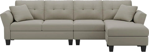 Convertible Sectional Couch Velvet L Shaped Sofa 4 Seat Sofa with Chaise L-Shaped Couches Reversible Sectional Sofa