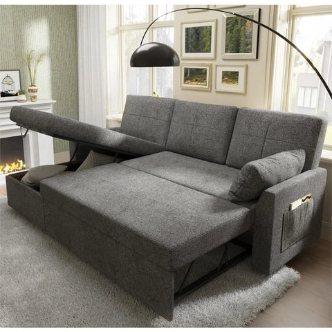 VanAcc Sleeper Sofa, Sofa Bed- 2 in 1 Pull Out Couch Bed with Storage Chaise for Living Room, Sofa Sleeper with Pull Out Bed