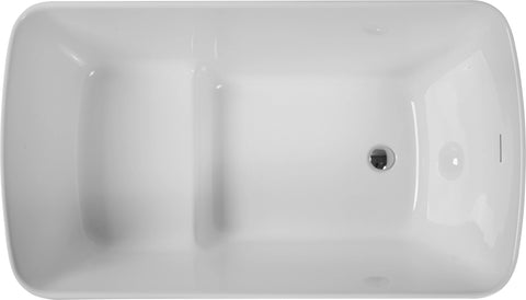 49'' x 28'' Acrylic Freestanding Soaking Bathtub, Square-shape Japanese Soaking Hot Tub, Sit-In Design with Chrome Overflow and