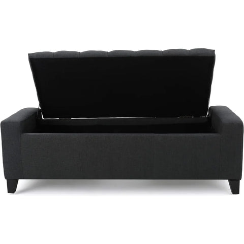 Fabric Storage Ottoman Foot Stool Dark Grey Dimensions: 20.50”D X 51.00”W X 17.00”H Freight Free Hallway Living Room Home