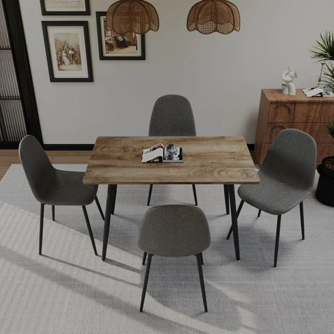 Small Dining Table Set for 4, Modern Dining Table and Chairs Set with 4 Fabric Dining Chairs, 47'' Kitchen Table Set