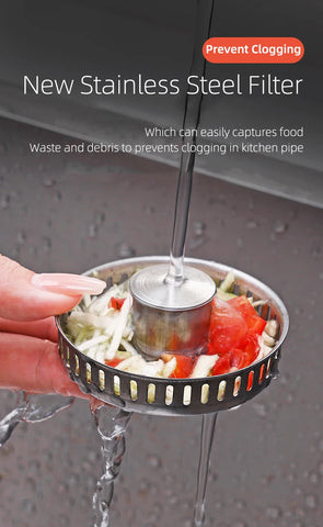 Kitchen Sink Drain Strainer Stainless Steel Pop Up Sink Stopper Anti-Clogging Sink Food Catcher Basket Odor Filter Sink Plug