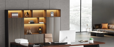 78" L-Shaped Executive Desk, Large Office Desk with Drawers and Lateral File Cabinet, Modern Computer Desk