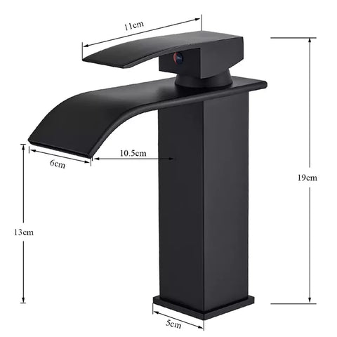 Black Waterfall Bathroom Faucet Basin Vanity Vessel Sinks Mixer Tap Cold And Hot Water Tap Single Hole Bath Sink Faucets Crane