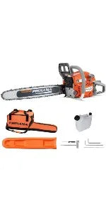 2-Cycle Gas Powered Chainsaw, 22 Inch 18 Inch Handheld Cordless Petrol Chain Saw for Tree Wood Cutting