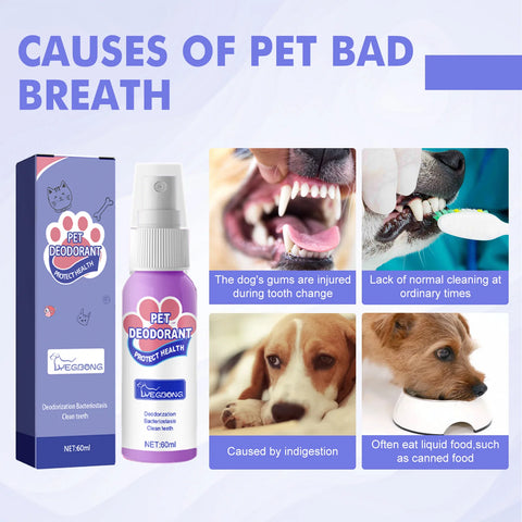 60ml Dog Breath Refreshing Spray Pet Mouth And Teeth Cleaning Mouthwash Cat Deodorant Spray No Teeth Damage Dog breath spray