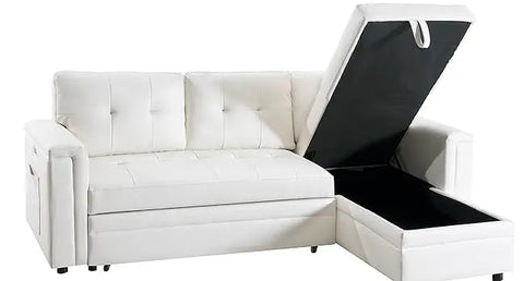 Sectional Sleeper Sofa with USB Ports-L-Shaped Couch Convertible Pull-Out Bed, Ample Storage,Timeless Design,Sturdy Construction