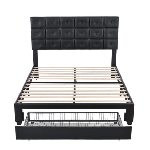 3-Pieces Bedroom Sets,Queen Size Upholstered Platform Bed with Two Motion Activated Night Lights and Two Nightstands