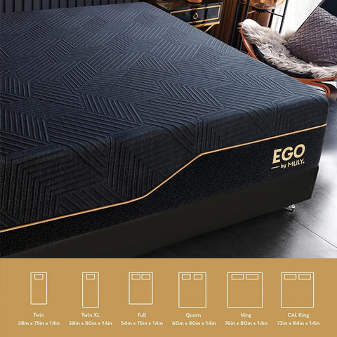 EGOHOME 14 Inch King Size Memory Foam Mattress for Back Pain, Cooling Gel Mattress Full/Twin/Twin-XL/Full/Queen/King optional