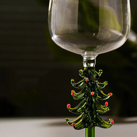 Christmas Wine Glasses Festive Christmas Tree Drinking Goblets Cup Xmas Holiday Wineglass Gift Colored Winter Party Glassware