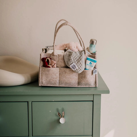 Baby Diaper Caddy - Nursery Storage Bin and Car Organizer for Diapers and Baby Wipes, Caddy Organizer Nursery Basket