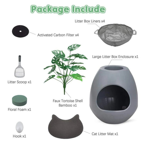 8-in-1 Hidden Cat Litter Box Enclosure Planter, Plant Litter Box