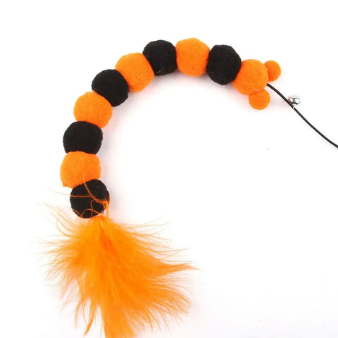 Cat Feather Wand Toys Feather Pet Teaser Wand Portable Pet Toys For Entertainment Multifunctional Teaser Toy With Bell & Plush