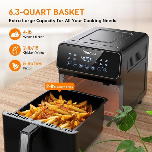 8-in-1 Air fryer 6.3-Quart Metal Smart Combo Oven 1500W Air Fryer oven Oilless Electric Airfryer with LCD