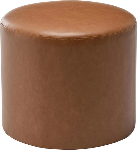 19-Inch Wide Round Pouf Ottoman Footstool, No Assembly Required, Stool Chair for Living Room