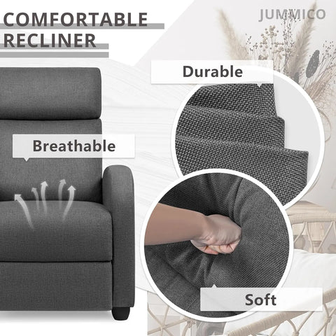 Recliner Chair Adjustable Home Theater Single Fabric Recliner Sofa Furniture with Thick Seat Cushion and Backrest Modern