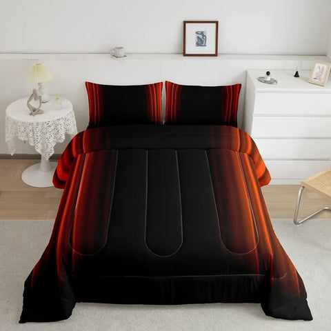 Comforter Set Kids Teens Dark Blue and Black Striped Bedding Bed Set Decor Modern Fashion Comforter Inner Fill Bedroom