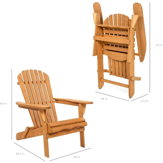 Best Choice Products Folding Adirondack Chair Outdoor Wooden Accent Furniture Fire Pit Lounge Chairs for Yard, Garden, Patio