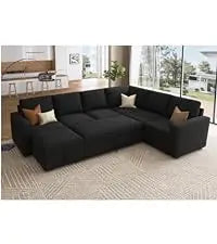 Velvet Modular Sectional Sofa, Convertible L Shaped Sofa Couch with Storage Top Tray Ottoman Corner Couch,Dark Blue