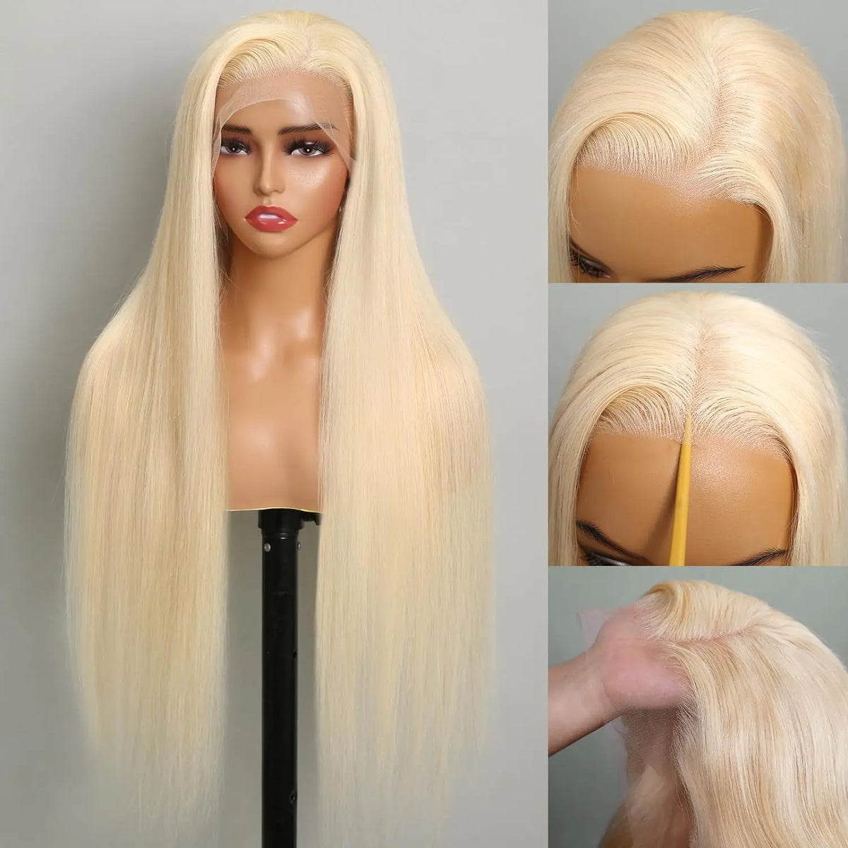 250% 613 Honey Blonde 13x6 HD Transparent Lace Front Human Hair Wigs For Women 34 36 Inch Straight 13x4 Lace Frontal Wig