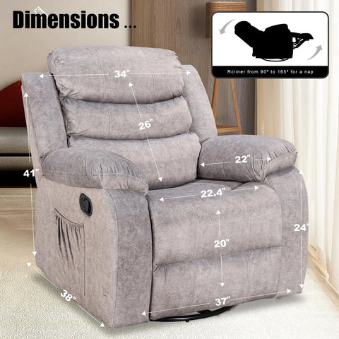 Recliner Chairs, Adults Manual Reclining Sofa Chair Oversized Recliner Chair for Living Room Comfy, Recliner Chair