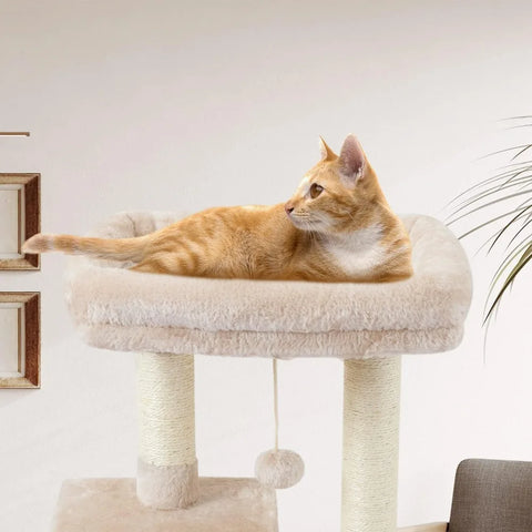 Cute Tree Kitten Tower for Indoor Cat Condo Sisal Scratching Posts with Jump Platform Furniture Activity Center Play