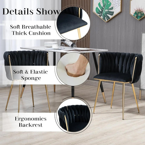 Golden Round Dining Table Set for 4, 39'' Clear Glass Top Dinner Table Set, 5 Piece Modern Luxury Circle Kitchen Table Sets