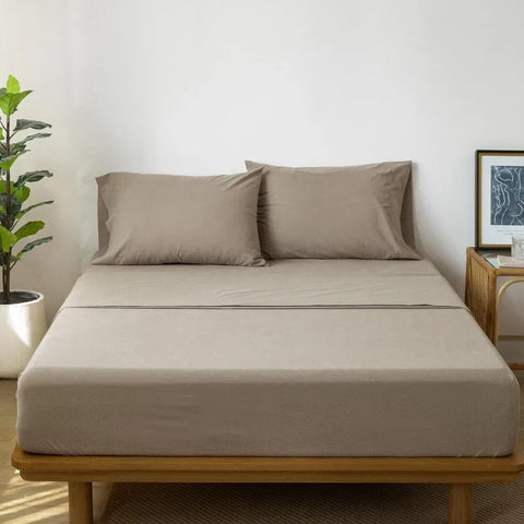 Bedding Sheet Set 100% Washed Cotton Linen Like Textured Breathable Durable Soft Comfy