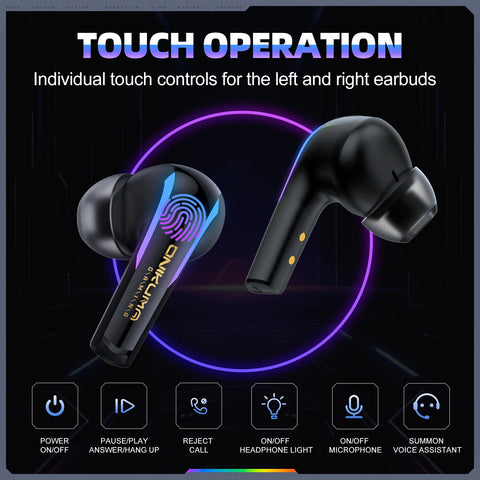 ONIKUMA T27 Dual-mode Earbuds Wireless Earphones 2.4Ghz Low Latency Gaming Headset with Charging Box Touch Control RGB Headset